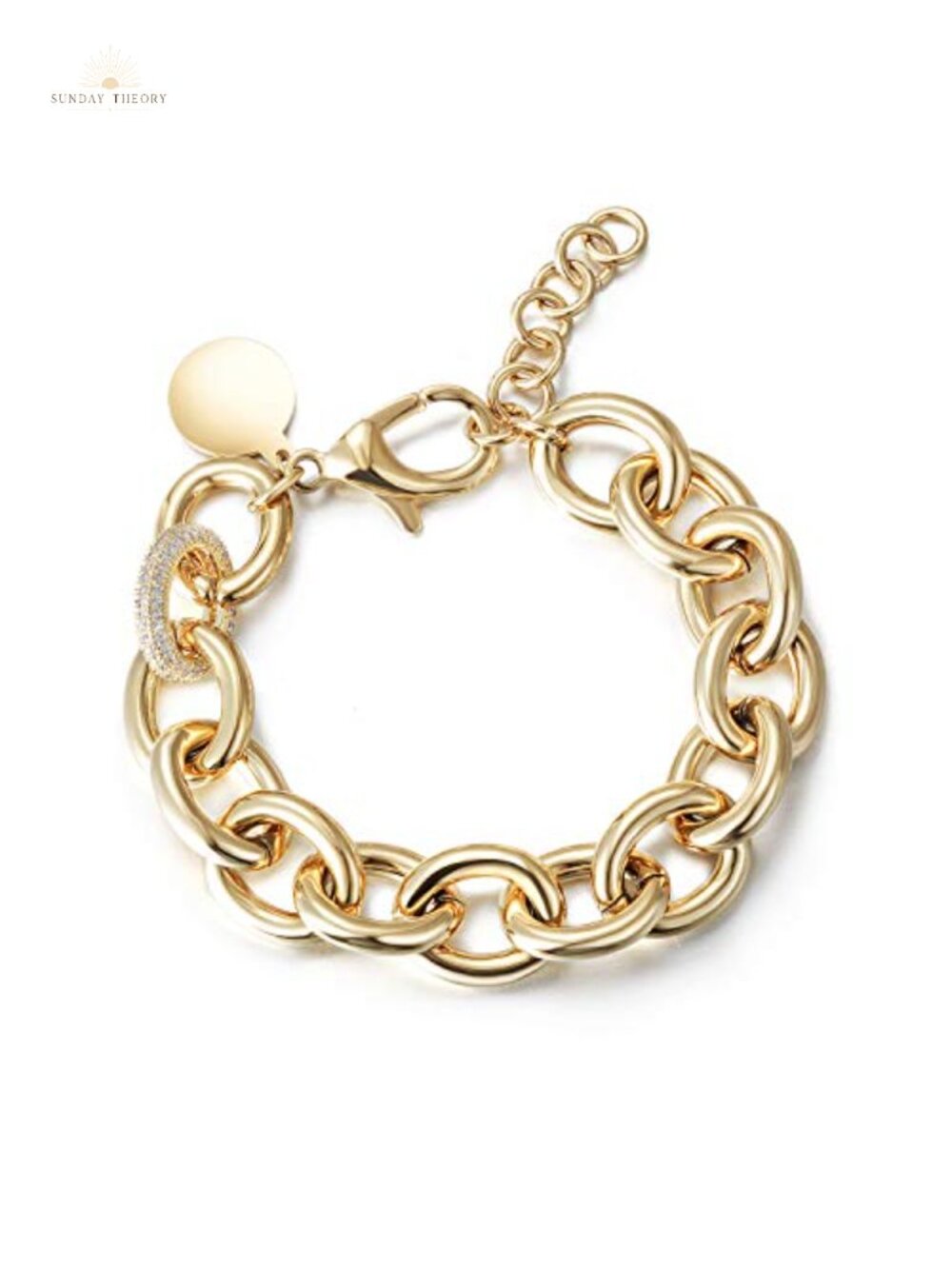14K Gold Plated Link Chain Bracelet Dainty Cubic Zirconia